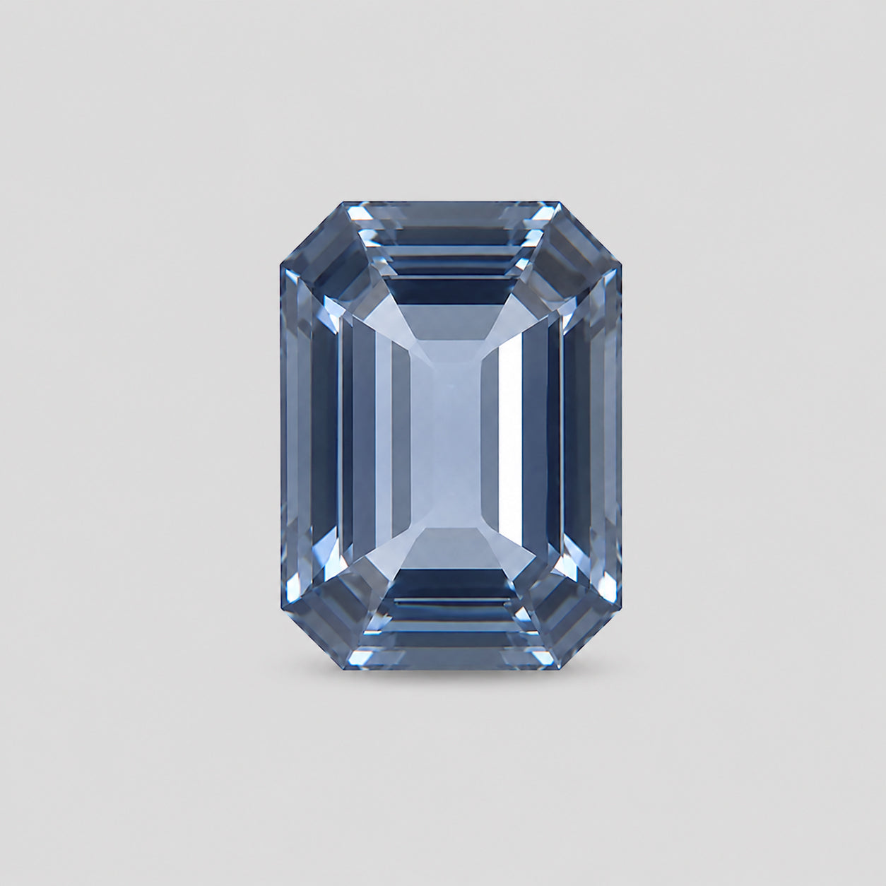 Unheated, precision-cut greyish blue sapphire.