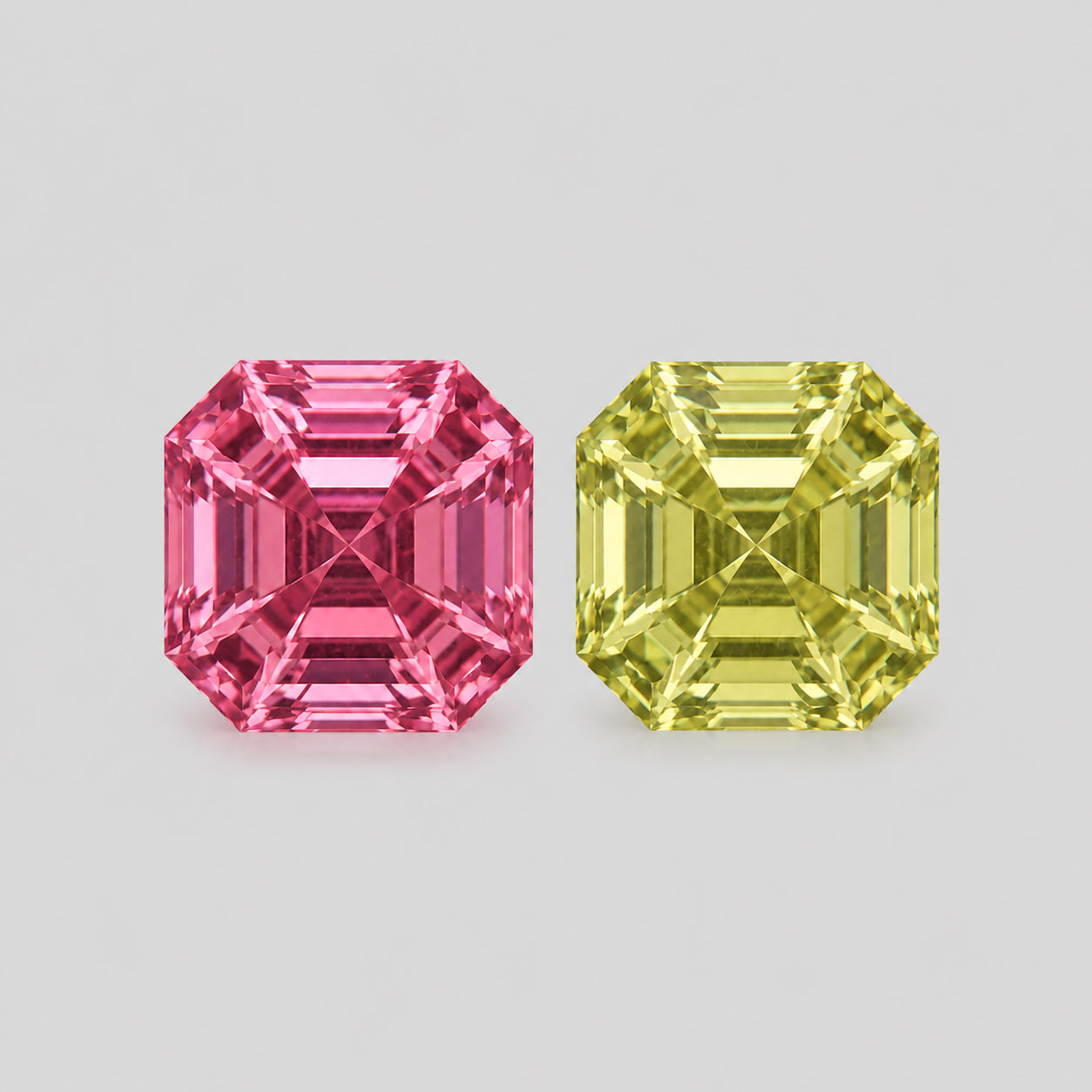 Precision-cut reverse pair of Mahenge spinel & chrysoberyl.