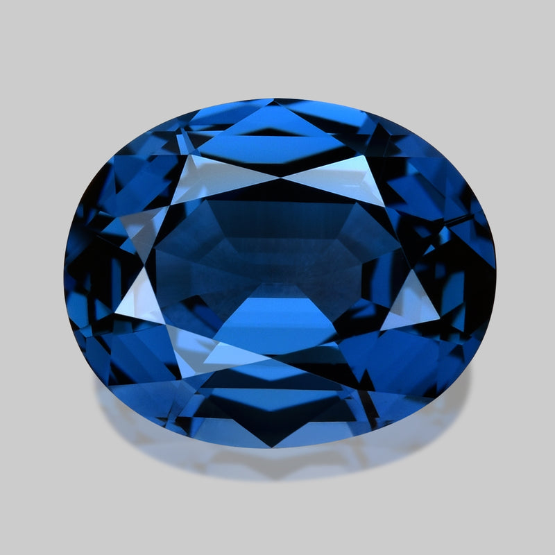 Flawless, custom precision oval-cut vivid blue spinel.