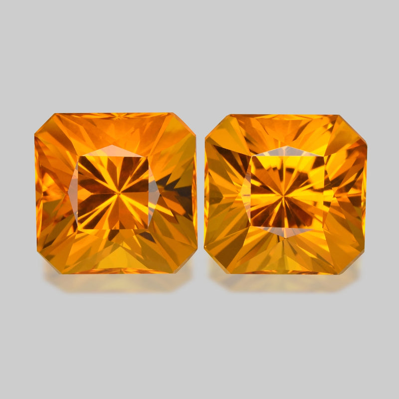 High-gem pair, golden yellow Madeira citrines.