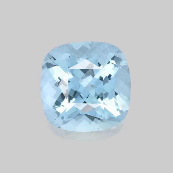 Gorgeous precision cushion-cut sea blue aquamarine.