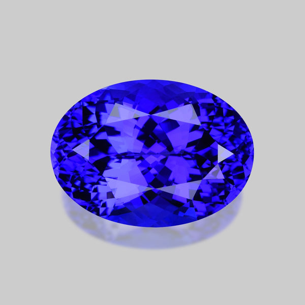 Flawless, precision-cut rich bluish purple tanzanite.