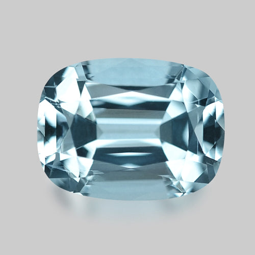 Exquisite, precision custom cushion cut Santa-Maria aquamarine.