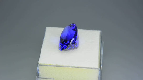 Flawless, precision-cut rich bluish purple tanzanite.