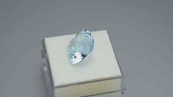 Gorgeous precision cushion-cut sea blue aquamarine.