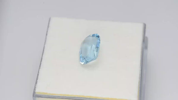 Gorgeous custom precision cushion-cut blue aquamarine.