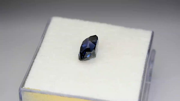 Mesmerising, precision cushion-cut vivid purplish blue spinel.