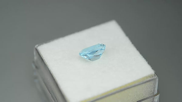 Exquisite, precision custom cushion cut Santa-Maria aquamarine.