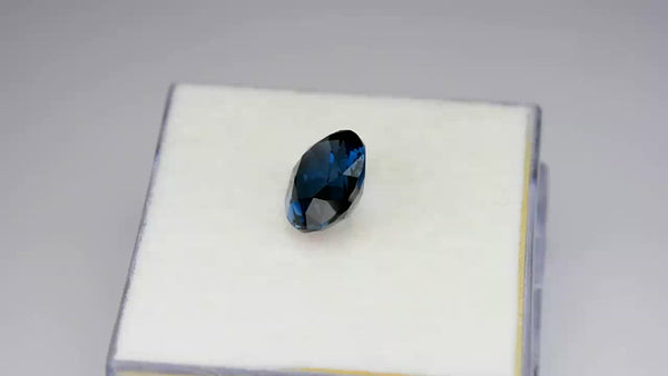 Flawless, custom precision oval-cut vivid blue spinel.