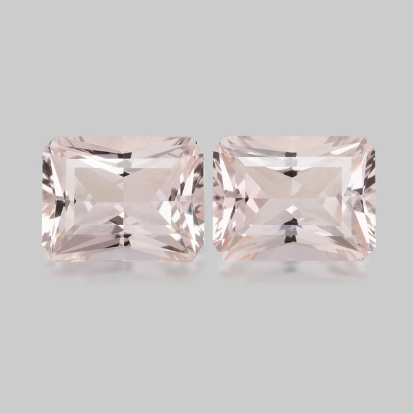 Gorgeous precision-cut pair pinkish peach morganites.