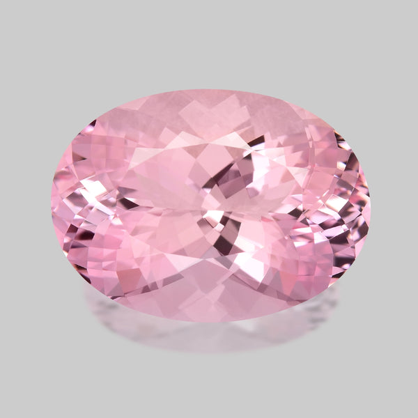 High gem custom oval-shaped Brazilian pink morganite.