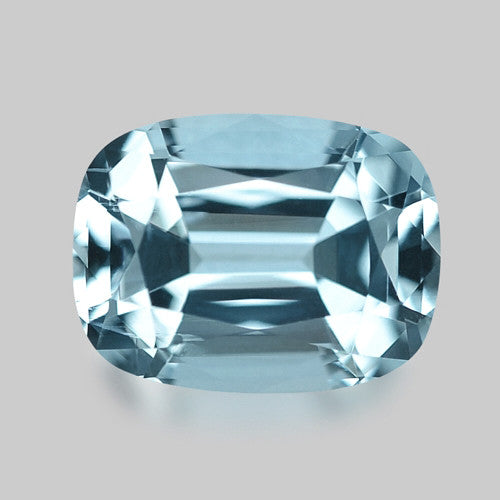 Exquisite custom cushion cut Santa-Maria aquamarine.