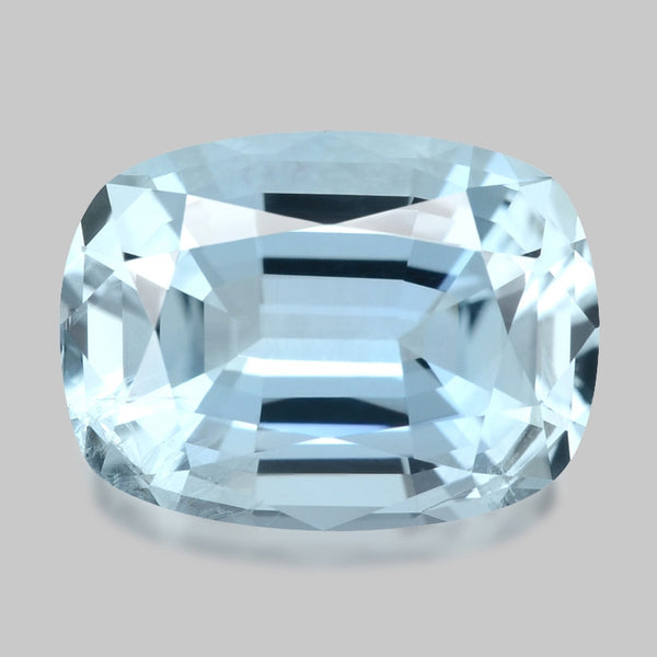 Exquisite, precision cushion-cut Madagascan aquamarine.