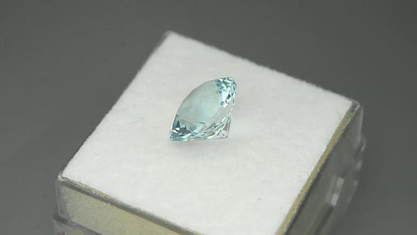 Flawless, precision oval-cut Madagascan blue aquamarine.