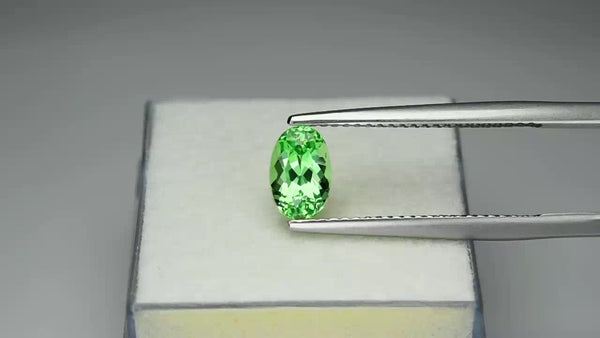 Precision cut, Merelani mint-green Tsavorite garnet.