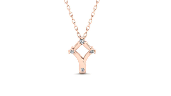 Couronne Necklace in 18K rose gold, set with 4 brilliant cut diamonds.