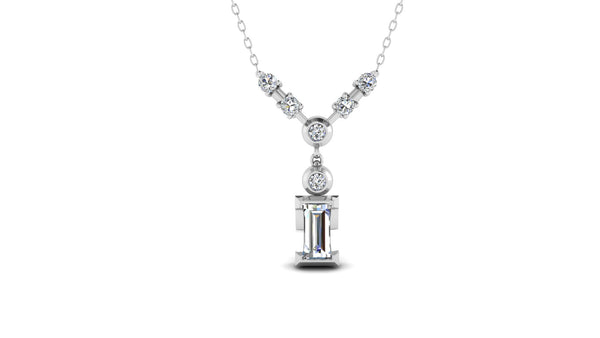 Le Tortillon Necklace in 18K white gold, set with 7 brilliant round and rectangle cut diamonds.