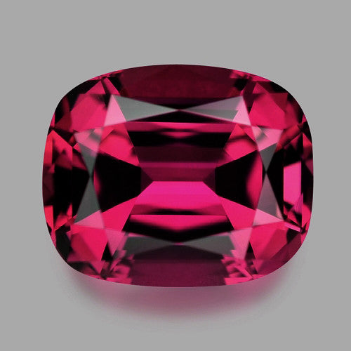 Precision cushion-shaped red Mozambican tourmaline.