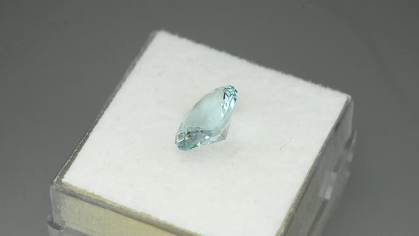 Precision oval-shaped Madagascan blue aquamarine.